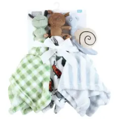 Hudson Baby Animal Face Security Blanket 3-Pack, Bugs, One Size
