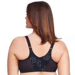 Glamorise Womens Lacey T-Back Front-Closure WonderWire Underwire  Bra 9246 Black