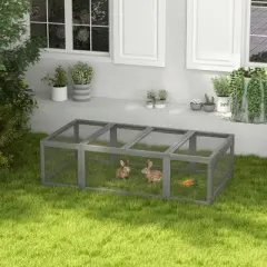 PawHut Large Wooden Rabbit Hutch Bunny Hutch Small Animal Habitat Enclosure Outdoor Run and Lockable Doors