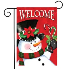 Christmas Snowman Welcome Garden Flag Candy Canes 18" x 12.5" Briarwood Lane