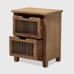 Clement 2 Drawer Wood Spindle Nightstand Brown - Baxton Studio