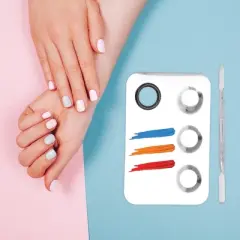 Unique Bargains Lightweight Square Nail Art Palette Silver Tone 1 Set