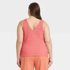 Women's Plus Size Textured Tank Top - A New Day&trade; Pink 4X