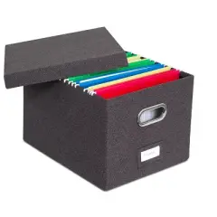 Internet's Best 1-Pack Collapsible File Storage Organizer with Lid - Charcoal