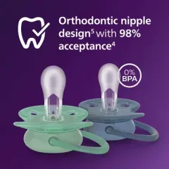 Philips Avent Ultra Soft Pacifiers 6-18m - Blue Hush/Desert Green - 4pk