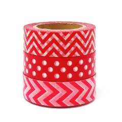 Wrapables Red Obsession Japanese Washi Masking Tape (Set of 3)