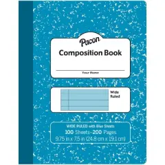 Pacon&reg; Pastel Composition Book, Blue Marble Cover, Light Blue Sheets, 3/8" Ruled, 9-3/4" x 7-1/2", 100 Sheets, Pack of 6