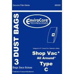 Shop Vac All Around Type C 3 Gallon Vacuum Cleaner Dust Bags 3 pack