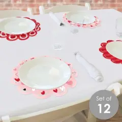 Big Dot of Happiness Happy Valentine&rsquo;s Day - Valentine Hearts Party Round Table Decorations - Paper Chargers - Place Setting For 12