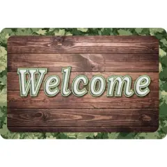 Ashley Productions&reg; The Original Fun Mat&trade;, Welcome Mat, 15.5" x 23.5", Camo Wood Welcome