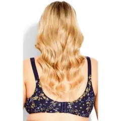 Women's Plus Size Print Back Smoother Bra - navy ditsy | AVENUE