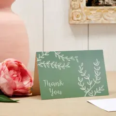 Best Paper Greetings 48 Pack and Sage Green Thank You Cards with Envelopes for Weddings, Baby Showers, All Occasions, 6 Floral Designs, 4 x 6 In