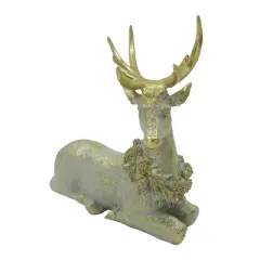 Transpac Golden Reindeer Figurine Resin Christmas Decor Tabletop Holiday Gift Festive Indoor Decoration