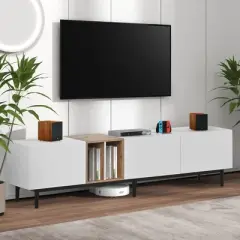 Modern TV Stand for TVs up to 80'', Entertainment Center with Large Storage Cabinet-ModernLuxe