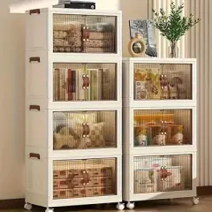 DOMETOUR Three-Layer Foldable Plastic Storage Box, Stackable And Space-Saving, Perfect For Homes, Offices, Closets, And Dorms.
