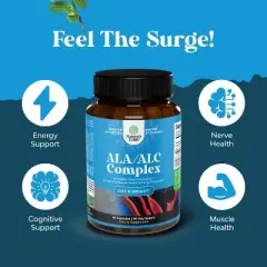 ALA & ALC Capsules, Acetyl L-Carnitine & Alpha Lipoic Acid Antioxidant Supplement for Weight Loss, Skin Health & AMPK Activator, Nature's Craft, 60ct