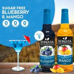 Syruvia Sugar Free Coffee Flavors Variety Pack: Blueberry & Mango 25.4 fl oz Syrup