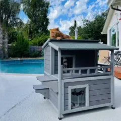 Aivituvin-AIR33 Outdoor Cat House, Indoor Wooden Cat House (Inner space 10.9 ft&sup2;)