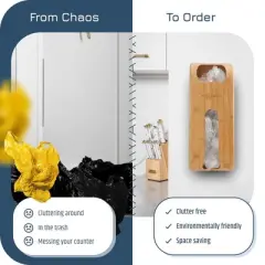 Manterio Bamboo Wall-Mounted Plastic Bag Saver &ndash; Durable Organizer for Grocery Bags