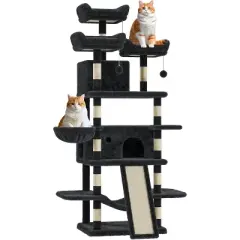 68.5" Heavy Duty Cat Tree for Large Cats, Multi-Level Tower with Plush Perches