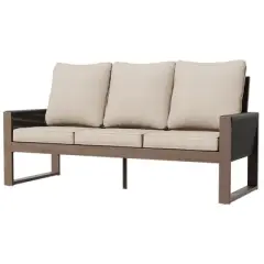 UPTIOT 3-Seat Patio Wooden Sofa With Cushions