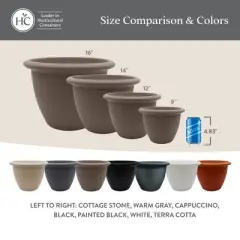 The HC Companies Sevilla Flower Planters - Outdoor & Indoor Planter - Round Self Watering Plant Pots for Herbs & More (14&rdquo;, Cottage Stone, Pack of 1)
