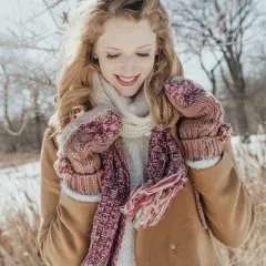 MUK LUKS Women's Patchwork Mitten Accessories, Canyon Rose, OS