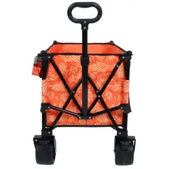 FURNIinspire Outdoor Serving Carts Collapsible Foldable Extended Wagon 480lb Weight Capacity All-Terrain Beach Wheels, Orange, 37.4"*23.03"*38.98"