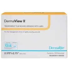 DermaView II Transparent Film Dressing Frame Style Delivery Rectangle 2-3/7 x 2.75" Sterile 00252E, 100 Ct