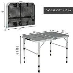 Costway Folding Grill Table for Camping Lightweight Aluminum Metal Grill Stand Table