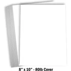 Hamilco White Cardstock Thick Paper - 8 x 10" Blank Heavy Weight 80 lb Cover Card Stock - 50 Pack