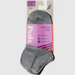 Peds Women's 6pk All Day Active No Show Socks - Assorted Colors 5-10: Moisture Wicking, Cushioned Heel
