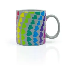 Toynk We Are In This Together Rainbow Window Hearts Ceramic Coffee Mug | 16 Ounces