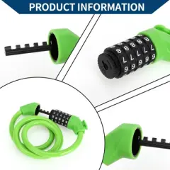 Unique Bargains Bike Lock 5 Digit Resettable Bike Cable Adjustable Bike Chain Lock Green 1 Set