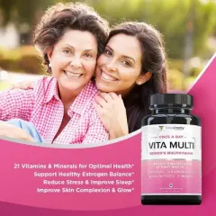 Vita Multi Women's Multivitamin Capsules, Supports Youthful Complexion, Healthy Cortisol and Estrogen Balance with Ashwagandha, Vitauthority, 90ct