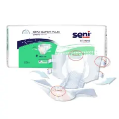 Seni Super Plus Adult Incontinence Brief XL Heavy Absorbency Breathable / Overnight, S-XL25-BP1, Severe