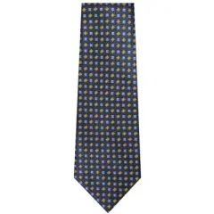 TheDapperTie Men's Navy Blue And Yellow Geometric Necktie with Hanky