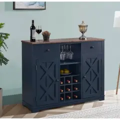47" Wood Bar Cabinet with Brushed Nickel Knobs Navy - Home Essentials