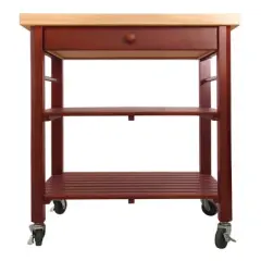 Wood Roll About Kitchen Cart in Cherry Stain Brown - Catskill Craftsmen