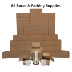 UBMOVE 6 Room Bigger Boxes Kit 64 Boxes, Tape, Bubble Roll, Packing Paper