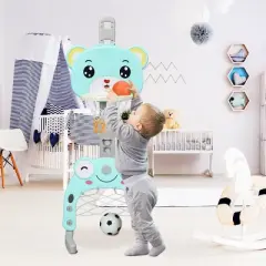 Costway Adjustable Kids 3-in-1 Sports Activity Center Basketball Hoop Set Stand W/Balls