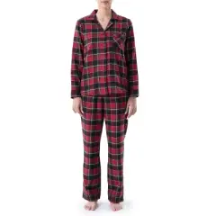 Wrangler Women's and Plus Button-Down Flannel Pajama Set