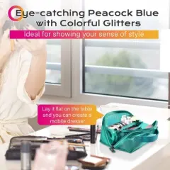 Byootique Portable Makeup Bag Zippered Water-resistant Organizer PVC Open Flat Travel Toiletry Organizer Travel Daily Use, Pink/