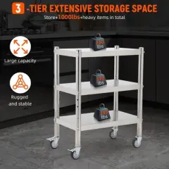 Storage Shelves, 5 Tier Stainless Steel Shelving Organizer, Heavy Duty Garage Shelving Unit, Stable Shelves Organizer for Home, Kitchen,Closet,Office