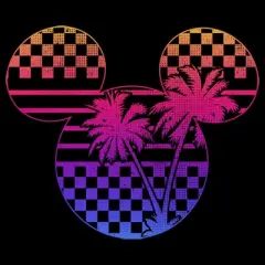 Boy's Disney Mickey Mouse Neon Palm Trees Silhouette T-Shirt