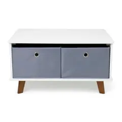 Morgan Mid-Century Kids' Activity Table with Fabric Storage Bins White/Gray - Humble Crew