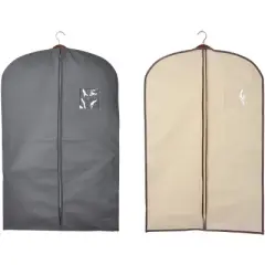 J&V TEXTILES 6pk Garment Bag for Clothes Storage Black and Beige