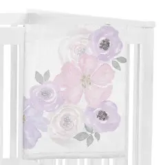 Sweet Jojo Designs Girl Milestone Swaddle Baby Blanket Watercolor Floral Purple Grey and Pink
