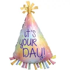 LoonBalloon 34" Opal Hat Holographic Birthday Balloon with 4 Latex Balloons | Sparkling Party Decor