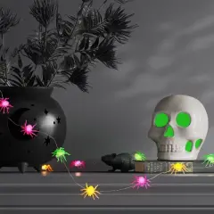 20ct Plastic Spider with Glitter Halloween Indoor Outdoor Novelty Dewdrop Light String with Warm White LEDs - Hyde and EEK! Boutique&trade;